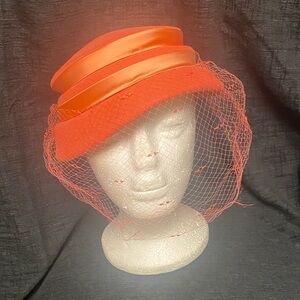 Vintage Orange Hat with Veil